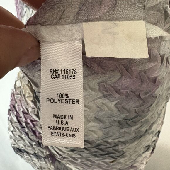 KV By KOMAROV M Silver Print Top Metallic Artsy Charmeuse Feminine USA Made Y2K - Picture 6 of 8